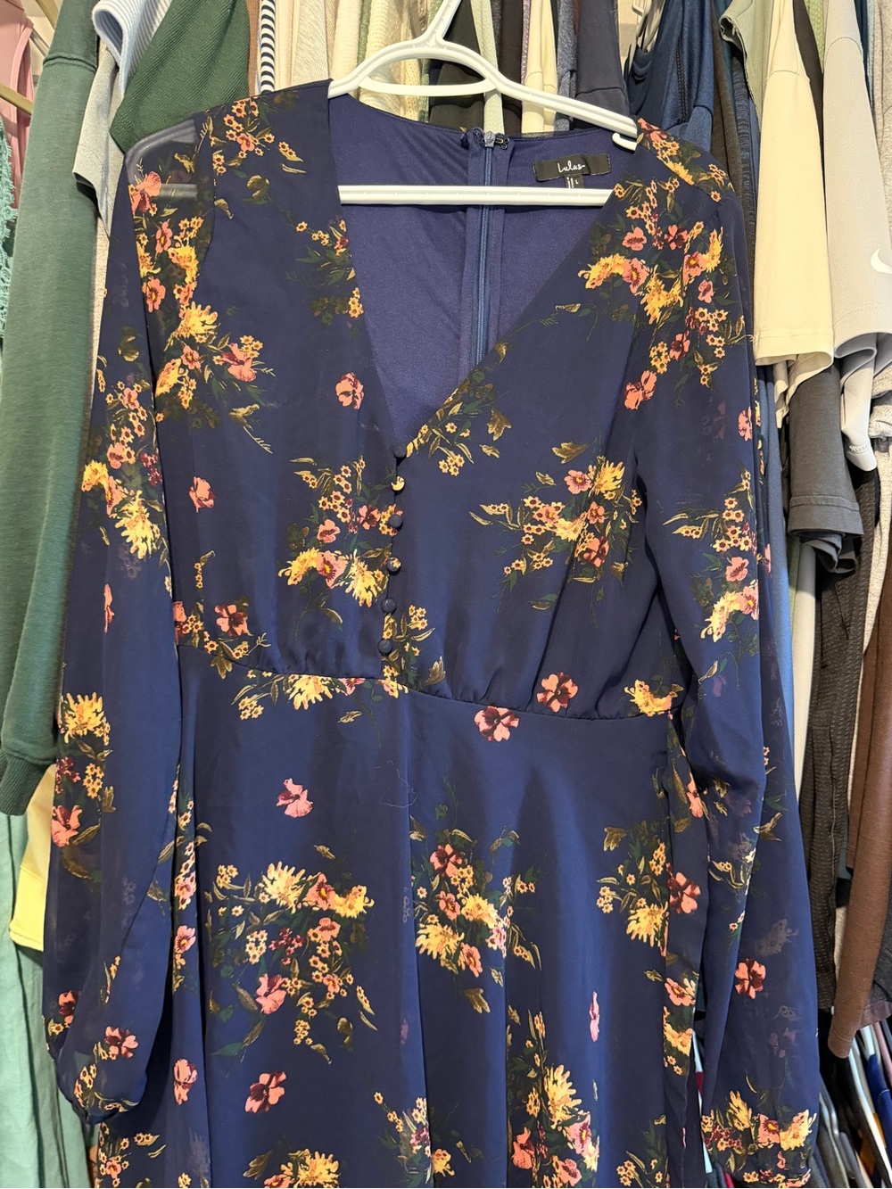 Lulus navy floral dress - size L